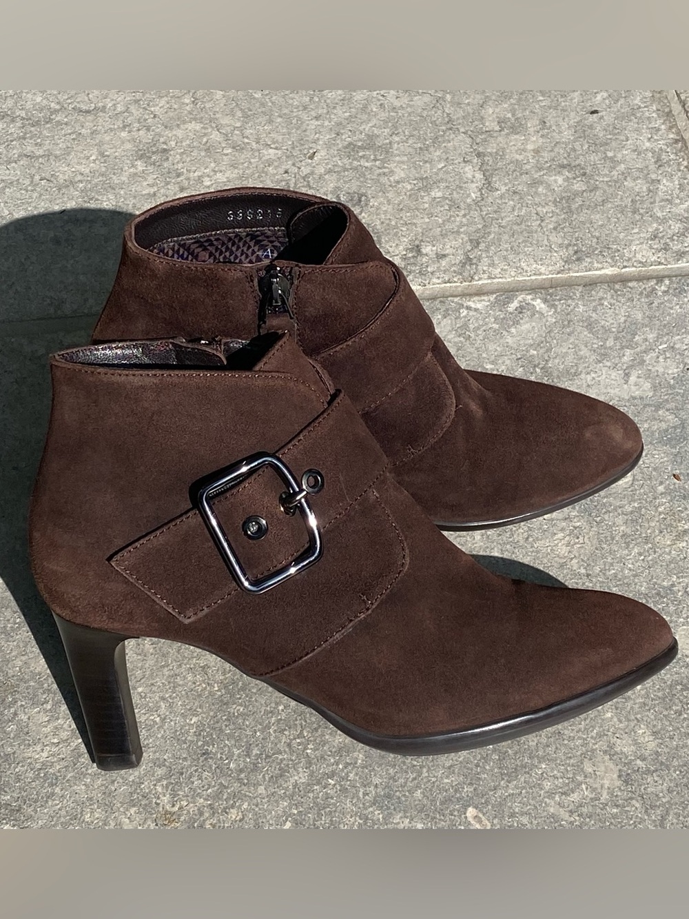 Aquatalia Brown Suede Ankle Boots with Buckle